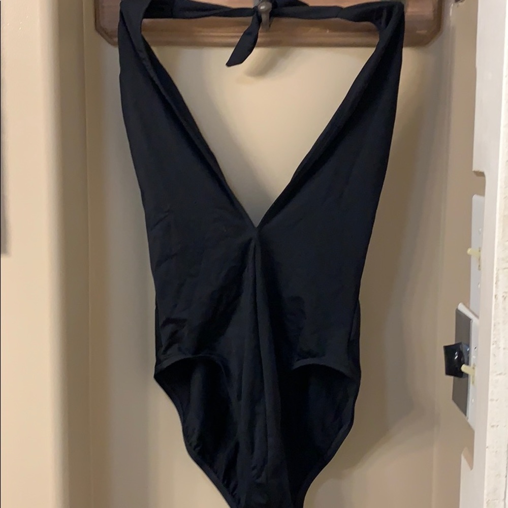 Black one piece swim suit